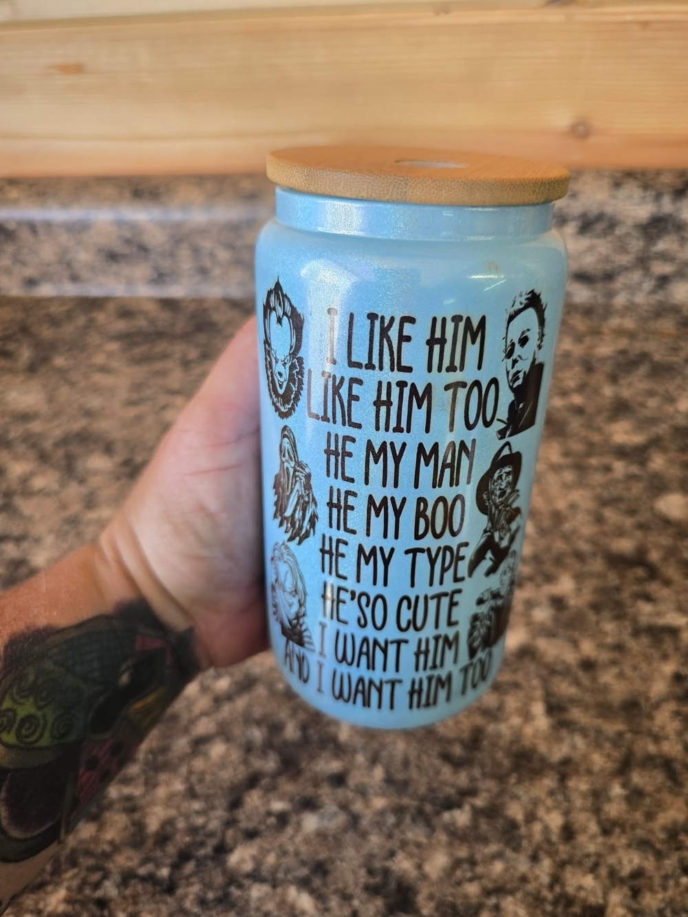 Scary Movie 18 oz Glass Cup With Lid